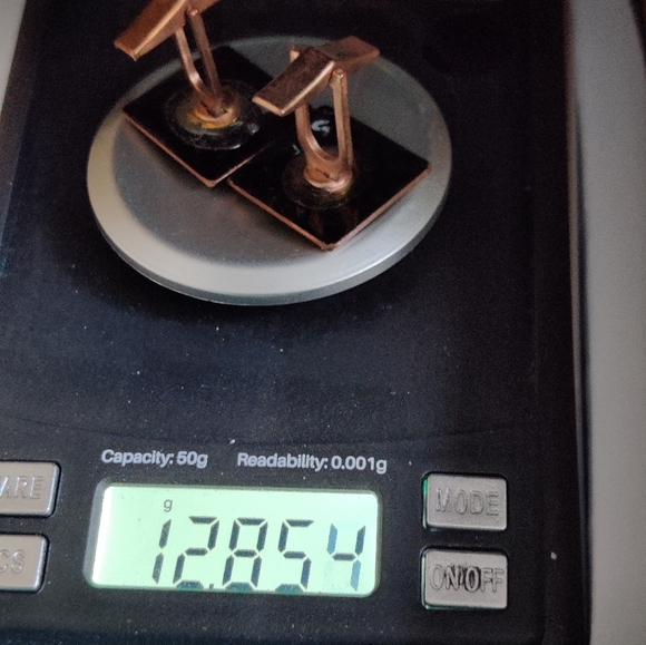 Elegant Vintage Enamel on Copper Abstract Men's Cufflinks - Picture 5 of 9